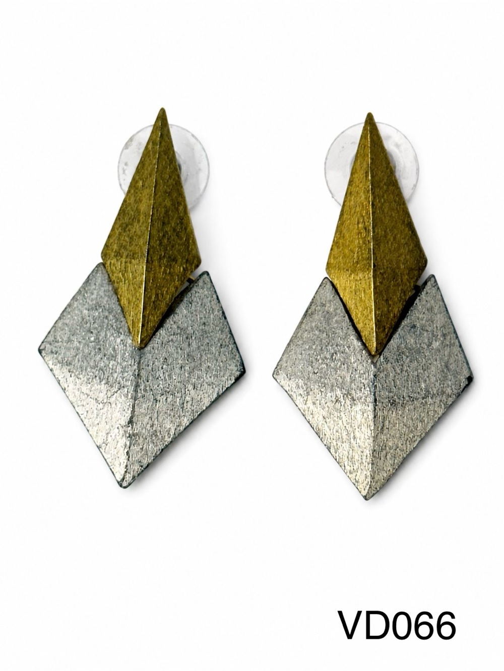 Vintage 80s Two Tone Geometric Statement Earrings